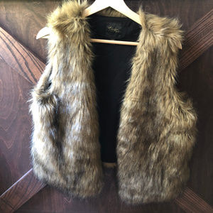 Thalia Sodi Brown Faux Fur Vest